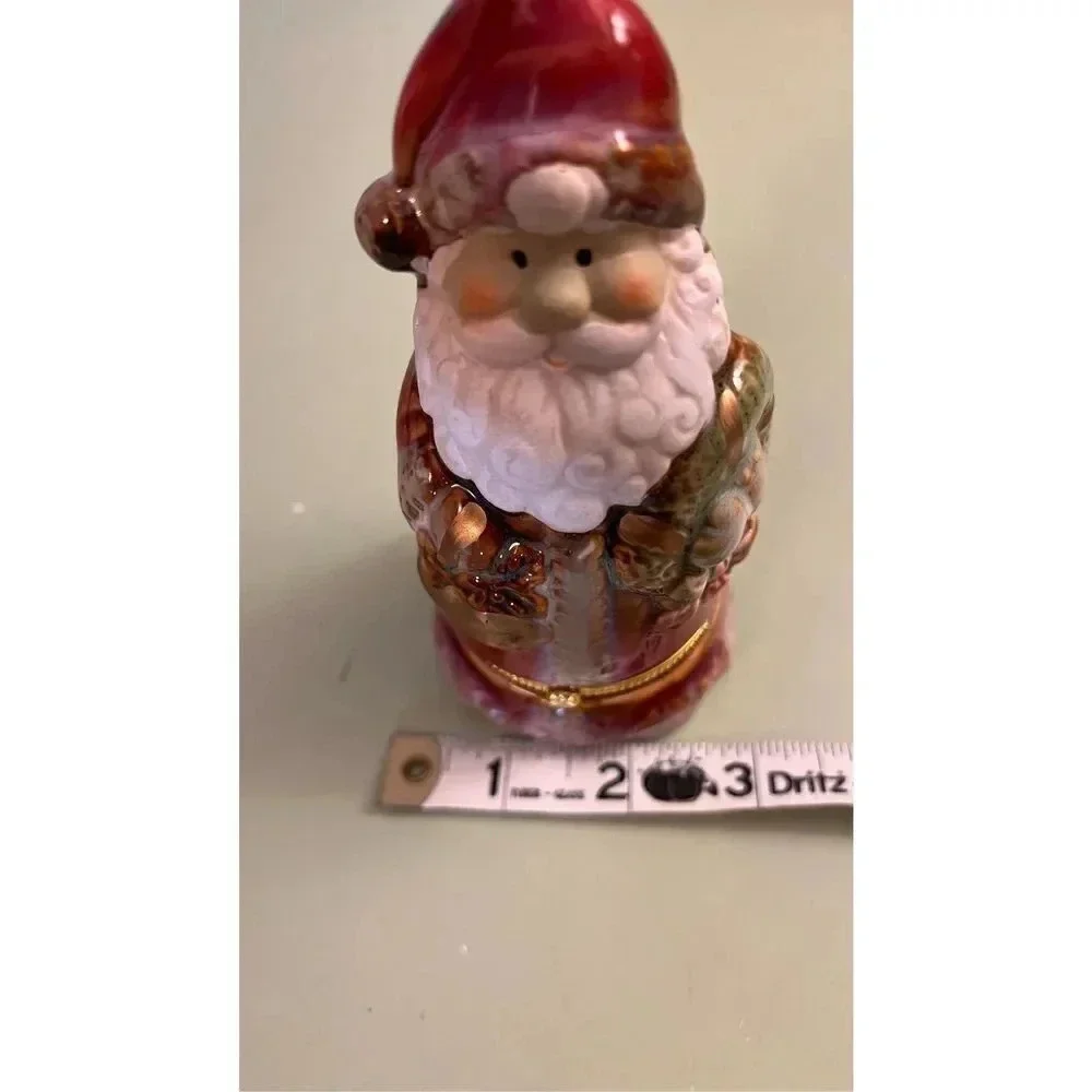Old World Santa‎ Clause Porcelain Hinged Trinket Box Christmas Holidays